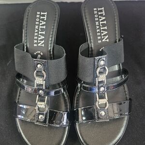 Italian Shoemakers Glossy Black Sandals
